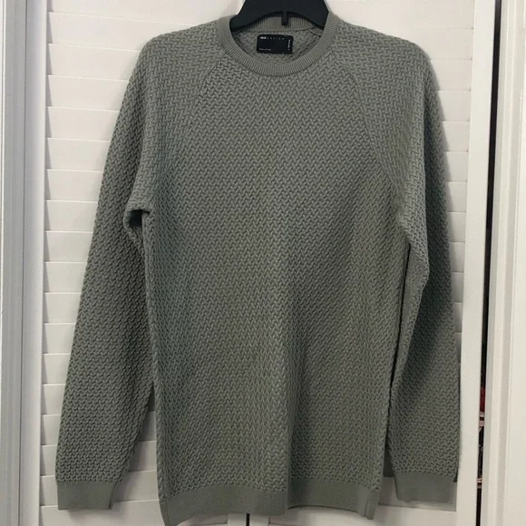 043 - ASOS Gray Crewneck Sweater with Textured Knit - Muscle fit - Picture 5 of 14